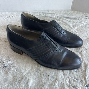 Lorenzo Banfi Classic Dark Blue Leather Men's Shoes Size 9.5